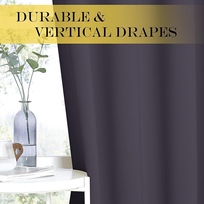 NICETOWN Blackout Curtains for Living Room Bedroom - Sliding Patio Door Insulated Blackout Drapes, Extra Wide Curtain for Villa/Hall/Parlor (100 inches W x 84 inches L, Greyish Purple)