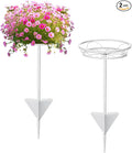 Tellingyou 2 Pack Adjustable Outdoor Flower Pot Stand, Metal Outdoor Plant Stands, Spring Summer Versatile Plant Stand Garden Stake for Display Plants, Elegant Solution for Landscaping Decor (White)