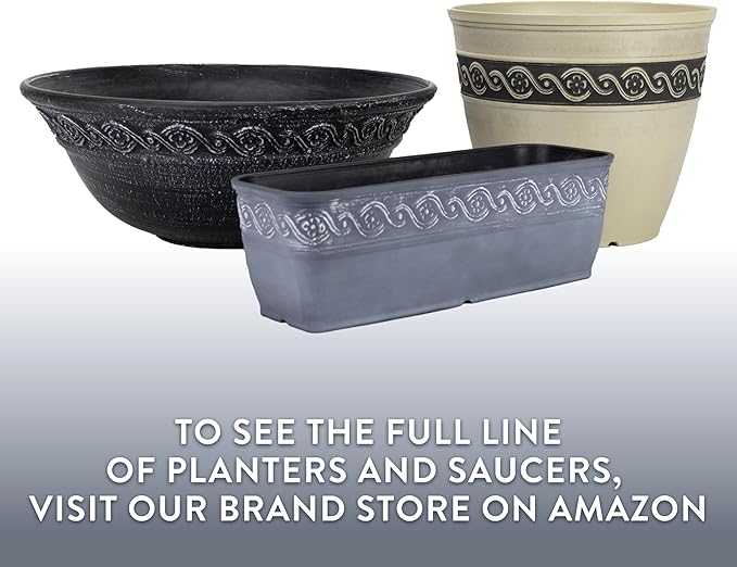Classic Home and Garden Corinthian Resin Planter Pot - Outdoor & Indoor Plant Pot - Round Planter for Plants & Flowers (16" Oil Rubbed Bronze, Pack of 1)