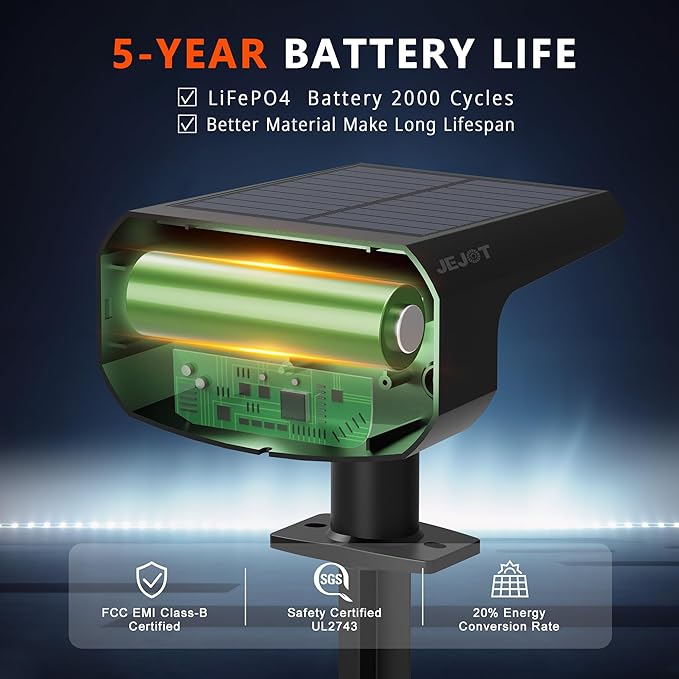 Solar Lights Outdoor Waterproof IP65, Super Bright LED with Lens, 6500K 2 Lighting Modes, Solar Powered Yard Garden Solar Spot Lights for Outside Landscape Auto On/Off -8 Pack