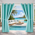 DIVA EN CAMINO DEC Outdoor Patio Curtain Waterproof Darkening Thermal Insulated Indoor Curtains for Bedroom, Porch, Living Room, Pergola, Cabana, W52 x L132, Teal Blue, Set of 2 Panels