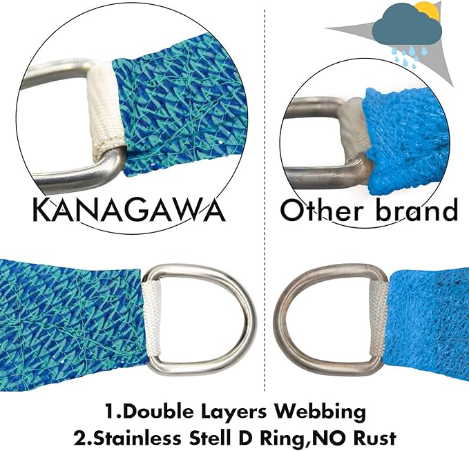 KANAGAWA 9'X14' Turquoise Mix Custom Size Sun Shade Sail Rectangle UV Block Canopy Cover for Patio Backyard Lawn Garden Outdoor (Customized Available)