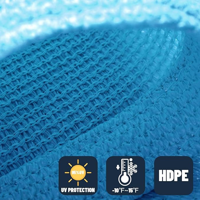 SUNNY GUARD Custom Size 11'x14'x14' Triangle Turquoise Blue UV Block Sunshade for Backyard Yard Deck Patio Garden Outdoor Activities and Facility(Customized)
