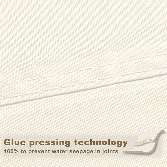 SUNNY GUARD Waterproof Sun Shade Sail 8'x8'x8' Cream Triangle UV Block Sunshade for Backyard Yard Deck Patio Garden Outdoor Activities and Facility(Customized)