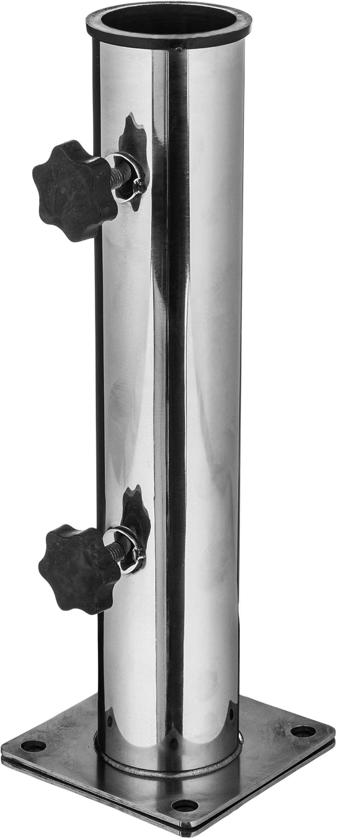 Pure Garden Deck Umbrella Base - Adjustable Inground Umbrella Stand for 1.25-2.2in Diameter Pole - Flagpole Holder or Patio Umbrella Stand (Silver)