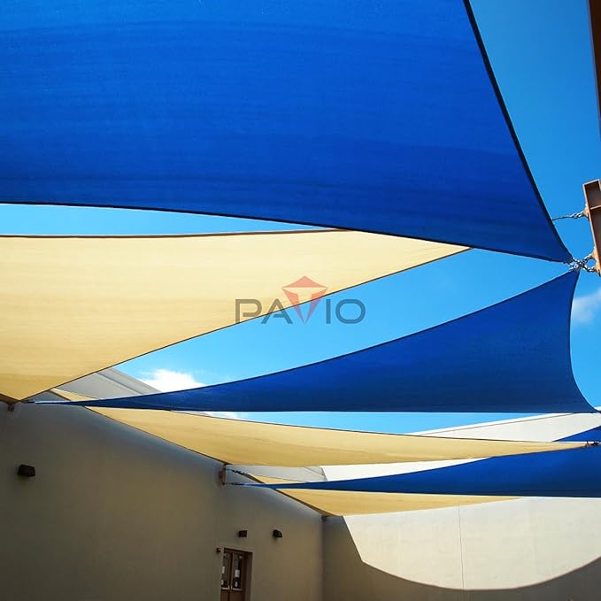 Patio Paradise 12' x 12' x 12' Sun Shade Sail Triangle Canopy Shade Cloth Fabric Sunlight Block Patio Pergola Cover HDPE Deck Awning for Outdoor Backyard Roof Shading, Blue