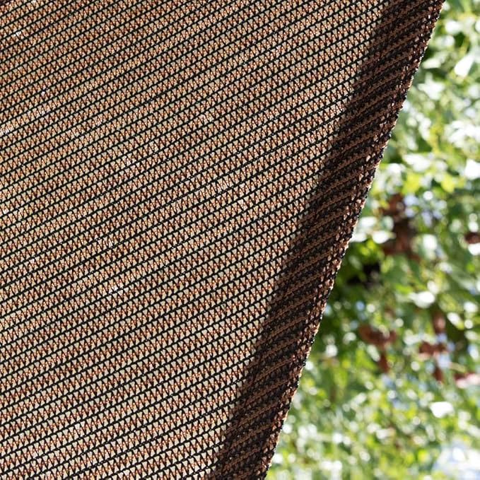 Amgo Custom Size 27' x 27' x 27' Brown Triangle Sun Shade Sail UPF50+ AGTAPRT12, Order to Make Canopy Awning, 95% UV Blockage, Water & Air Permeable, Commercial Standard (We Customize)