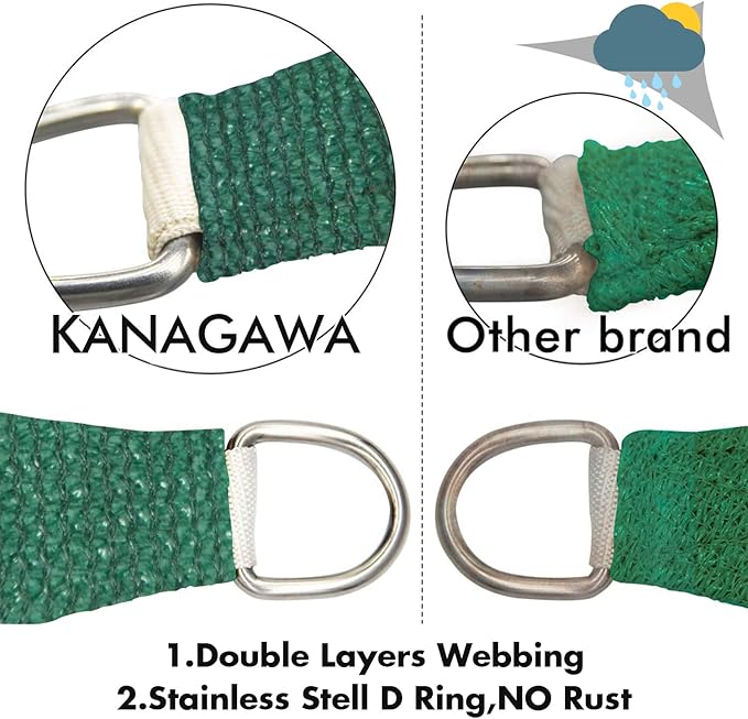 KANAGAWA 6'X12' Dark Green Custom Size Sun Shade Sail Rectangle UV Block Canopy Cover for Patio Backyard Lawn Garden Outdoor (Customized Available)