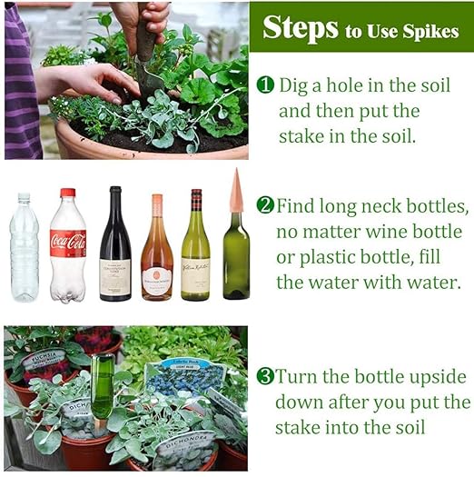 Plant Watering Devices 8 Pack Terracotta Vacation Plant Waterer Wine Bottle Watering Stakes Slow Release Plant Watering Spikes Self Watering Devices for Indoor Outdoor Plants (8)