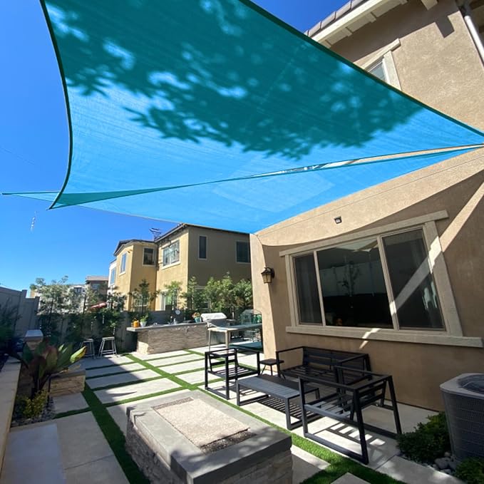 SUNLAX Sun Shade Sail 10' x 12' x 15.6' Turquoise Blue Rectangle Canopy Sail Shade Cover UV Block Permeable Sunshade Outdoor for Patio Backyard Deck Pergola (We Make Custom Size)
