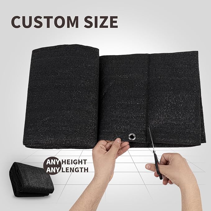 LOVE STORY Custom Size 3'x12' Black Balcony Privacy Screen,UV Block Privacy Fence Screen,90% Shield for Outdoor Pool Garden Apartment Railing