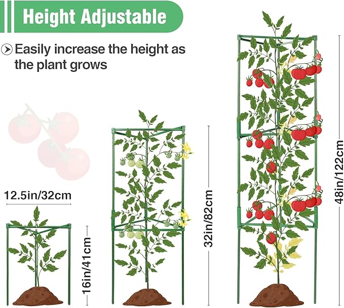 ANPHSIN 3 Sets Tomato Cages with 15 Gallon Grow Bags - 48" Stable Plant Garden Planter, Flowers Vegetable Trellis Pots for Tomato Vertical Climbing Plants Vines