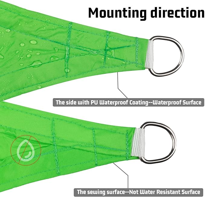 LOVE STORY Right Triangle 11'x11'x15.6' Waterproof Sun Shade Sail Canopy UV Block for Outdoor Patio Backyard Carport,Fruit Green(We Make Custom Size)