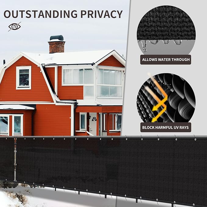 LOVE STORY Custom Size 2'6''x21' Black Balcony Privacy Screen,UV Block Privacy Fence Screen,90% Shield for Outdoor Pool Garden Apartment Railing
