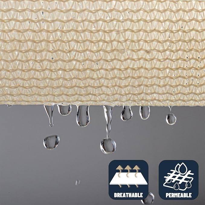 SUNNY GUARD Custom Size 14'x20'x24.4' Triangle Butter Cream UV Block Sunshade for Backyard Yard Deck Patio Garden Outdoor Activities and Facility(Customized)