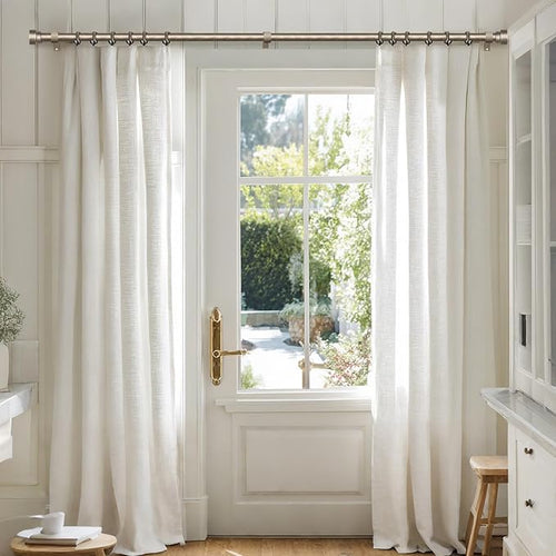 2 Pack Retro Silver Curtain Rods Set for Windows 48 to 84 Inches Adjustable Length Heavy Duty 1" Diameter Window Curtain Rod with Decorative Finials for Outdoor Bedroom Kitchen Living Room Farmhouse