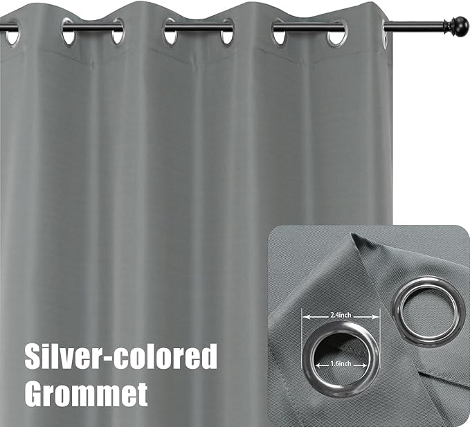 BONZER Outdoor Curtains for Patio Waterproof Thick Privacy Grommet Light Filtering Outside Curtains for Porch Pergola Gazebo Deck, 1 Panel, 54W x 108L inch, Grey