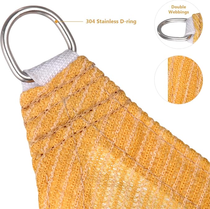 Eden's Decor Straight Flat-Edged Sun Shade Sail Rectangular 12' x 14' Wheat UV-Blocking Outdoor Canopy Fabric Cloth Awning for Pergola Patio Garden Backyard Custom Size
