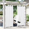 Easy-Going Linen Look Outdoor Curtains Waterproof Windproof Porch Curtains, Soft Thicken Outdoor Privacy Curtains for Patio, Gazebo, Grommet Top and Tab Bottom Drape, 1 Panel, 54x84 inch, White