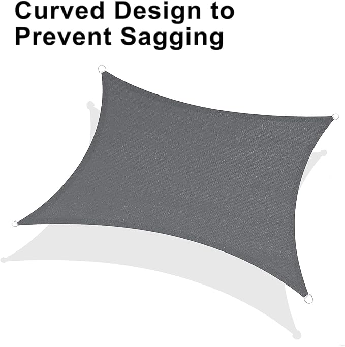LOVE STORY Custom Size 8'x9' Dark Grey Sun Shade Sail Rectangle UV Block Canopy Patio Sail Sunshades Fabric for Outdoor Garden Carport (We Make Custom Size)