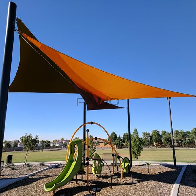 Patio Paradise 27' x 27' x 27' Sun Shade Sail Triangle Canopy Shade Cloth Fabric Sunlight Block Patio Pergola Cover HDPE Deck Awning for Outdoor Backyard Roof Shading, Orange