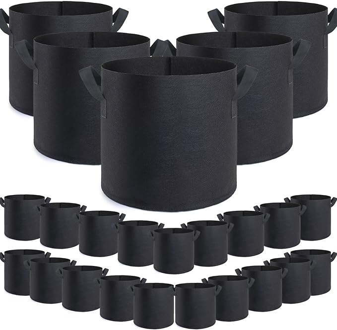 GROWTNT 5 Gallon Grow Bags 24 Pack,5 Gallon Fabric Pots,Garden Bags to Grow Vegetables,Planter Bag for Vegetables,Garden Pots with Two Handles.