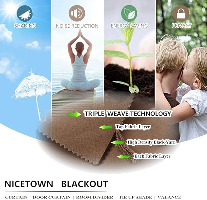 NICETOWN Weighted Patio Waterproof Outdoor Curtain, Thermal Insulated Stainless Steel Grommets (Top and Bottom) Windproof Outdoor Drape Keep Privacy for Pergola, 1 Panel, W52 by L84, Tan
