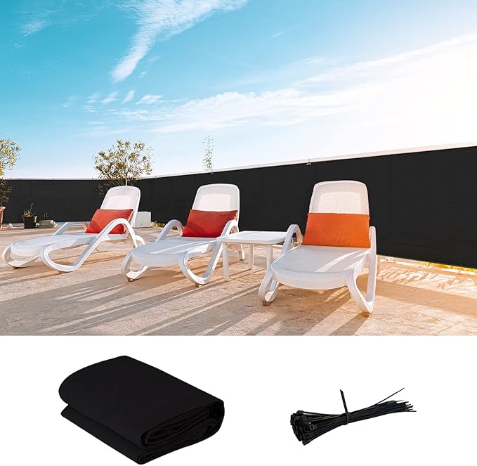 LOVE STORY Custom Size 3.3'x25' Black Balcony Privacy Screen,UV Block Privacy Fence Screen,90% Shield for Outdoor Pool Garden Apartment Railing