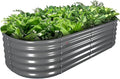 A ANLEOLIFE 6X2X1.5 ft Galvanized Raised Garden Beds Outdoor, Oval Round Metal Planter Box for Planting Vegetables Flowers Herb, Anti-Rust & Easy-Setup, Quartz Grey