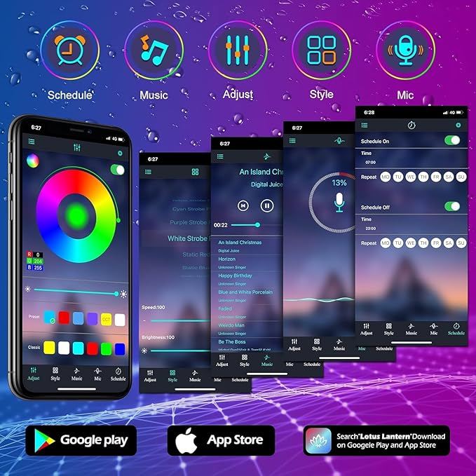 AILBTON 400FT Outdoor LED Strip Lights Waterproof,IP68 Outside Led Light Strips Waterproof with Bluetooth App Remote Control,Music Sync RGB Exterior Led Rope Lights,for Balcony,Deck,Roof,Garden,Pool
