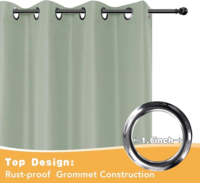 HolidayIdeas Outdoor Curtains for Patio Waterproof, 4 Panels - 54 x 95 Inch - Privacy Protection & Light Filtering Curtains Grommet Outside Curtains for Porch, Gazebo, Pergola (Sage Green)