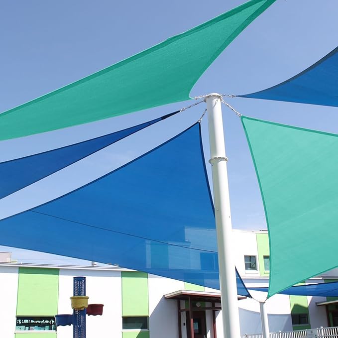 E&K Sunrise 20' x 20' x 20' Sun Shade Sail Triangle Canopy Shade Cover UV Block for Patio Backyard Garden Outdoor (Turquoise)