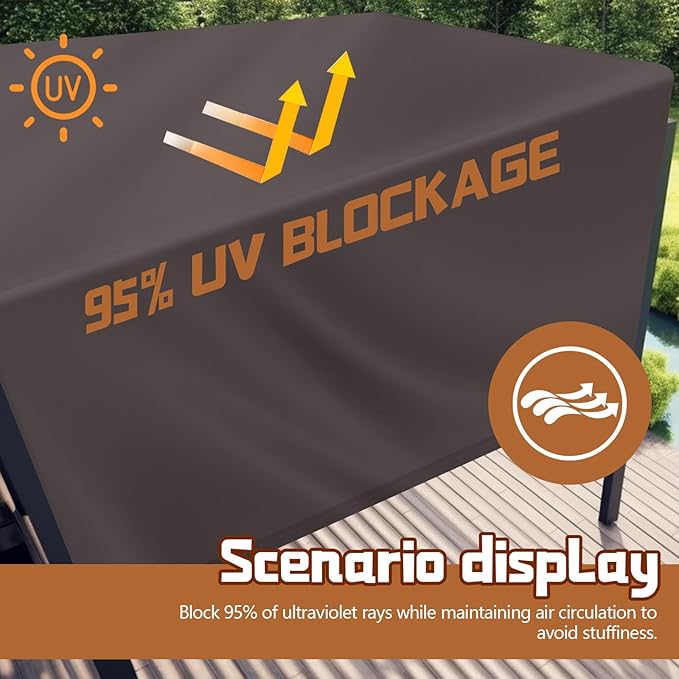 Universal Pergola Replacement Canopy Outdoor Canopy Shade Cover Waterproof Shade Top Cover for Outdoor Patio Porch Backyard(16 x 7 ft,Coffee)