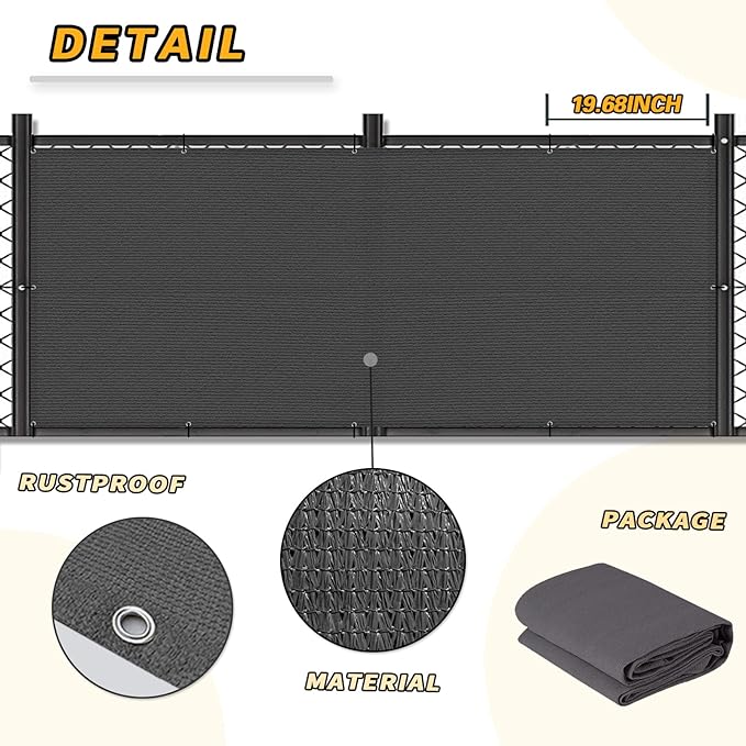 LOVE STORY Balcony Privacy Screen, 3'x3' Deck Shield Screen Fence Cover,UV Protection and Weather-Resistant,3 FT Height for Deck, Patio, Backyard, Outdoor Pool, Porch, Railing, Dark Grey