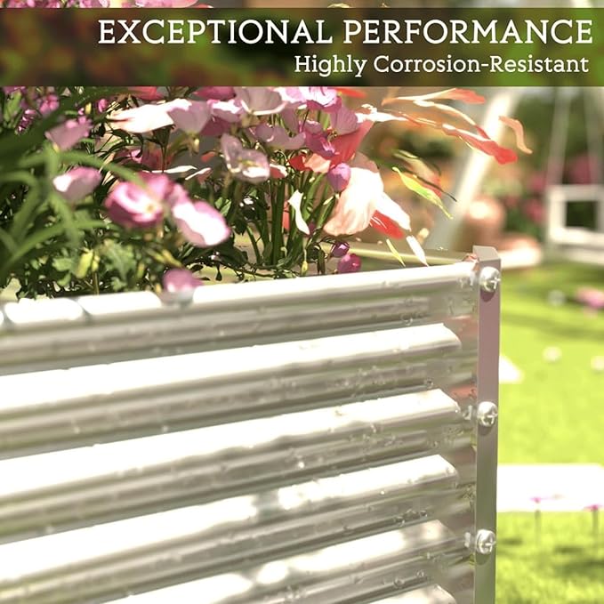 2 Pack Tall 6x3FT Corrugated Galvanized Steel Raised Garden Bed Outdoor, Metal Above Ground Garden Bed for Vegetables and Flowers, Rectangle Raised Beds for Gardening