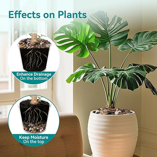 10 lbs River Rocks, 1-1 1/2 inch Plant Rocks for Pots Indoor, Decorative Garden Rocks Outdoor Landscaping, Polished Natural Stone for Walkways, Yard, Vases, Crafts