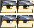 Peasur Solar Lights Outdoor Waterproof, 4Pack 140LED Solar Motion Sensor Wall Lights, 3 Modes Solar Powered Fence Security Lights for Patio Step Deck House Outside(Warm White)