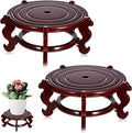 Geetery 2 Pcs 4 to 12 in Wooden Plant Stands Indoor Chinese Oriental Plant Stand for Vase Fishbowl Flower Pot Lamp Redwood Base Vintage Display Rack Decor(10 Inch)
