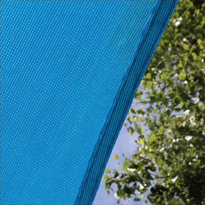 Amgo Custom Size 25' x 25' x 25' Blue Triangle Sun Shade Sail Order to Make Canopy Awning UPF50+ AGSLT, 95% UV Blockage, Water & Air Permeable, 200GSM Commercial Standard (We Customize)