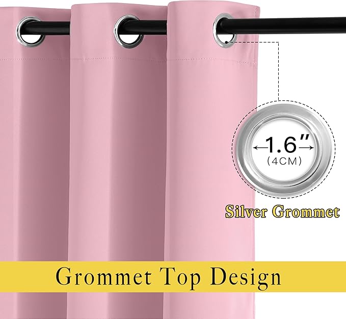 NICETOWN Blackout Drapery Curtain Panel 90 inches Long - Window Treatment Thermal Insulated Grommet Blackout Curtain/Drape for Bedroom Living Room (Rouge Pink, 1 Panel, 46 by 90 inches)