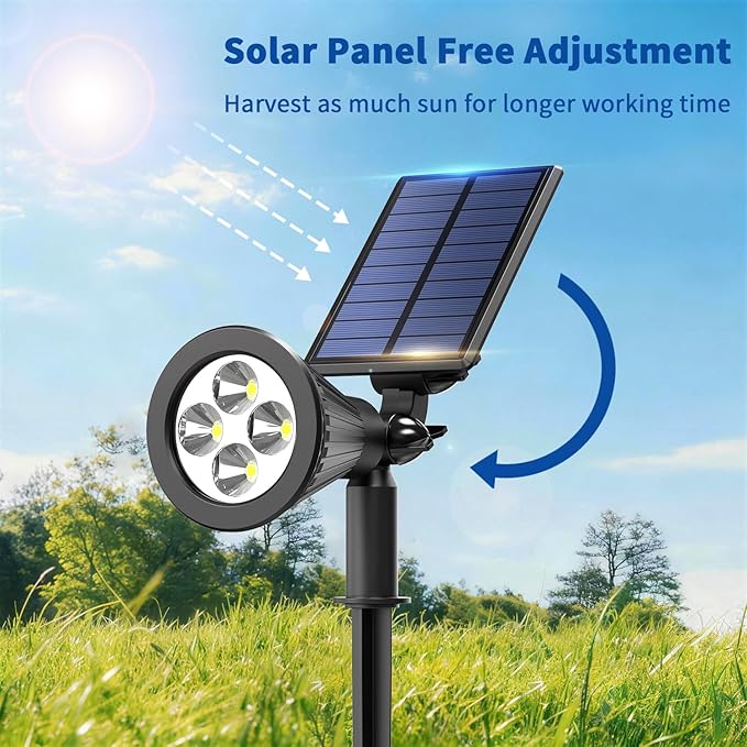 Solar Lights Outdoor Waterproof IP65,3000K Super Bright LED,2 Lighting Modes, Solar Powered Yard Garden Solar Spot Lights for Flag Landscape Auto On/Off-4 Pack