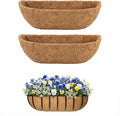 2 Pcs 36 Inch Trough Coco Liner for Window Box, 100% Natural Half Moon Coconut Coir Planter, Replaceable Coconut Fiber Liner for Window Boxes & Fence Flower Baskets (2, 36 inch)