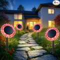 Outdoor Solar Lights, 4 Pack Led Solar Sunflower Lights, Stake/Wall 2-in-1 Waterproof Solar Garden Lights for Yard, Landscape, Fence, Patio, Driveway, Pathway, Backyard Decoration (Warm White)