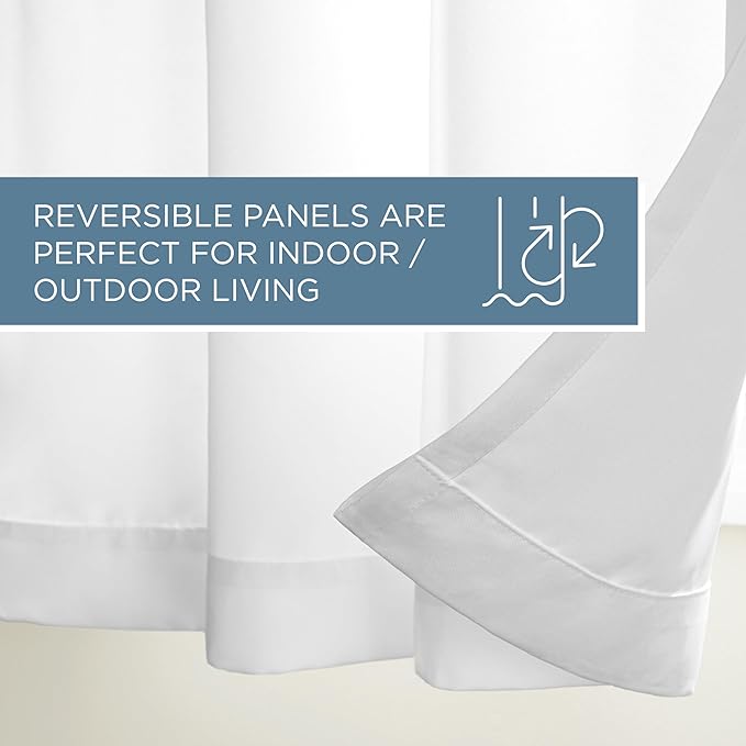 TOWN & COUNTRY BASICS Cabana Solid Heavyweight Indoor Outdoor Curtains, Light Filtering Opacity with Grommet Top, Water Repellent, 54"x84", Winter White (Pack of 12)