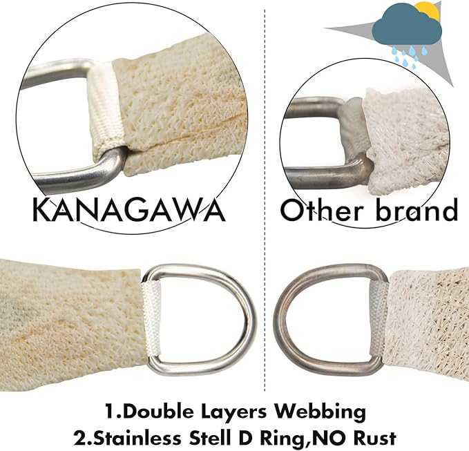 KANAGAWA 6'X10' Cream Custom Size Sun Shade Sail Rectangle UV Block Canopy Cover for Patio Backyard Lawn Garden Outdoor (Customized Available)