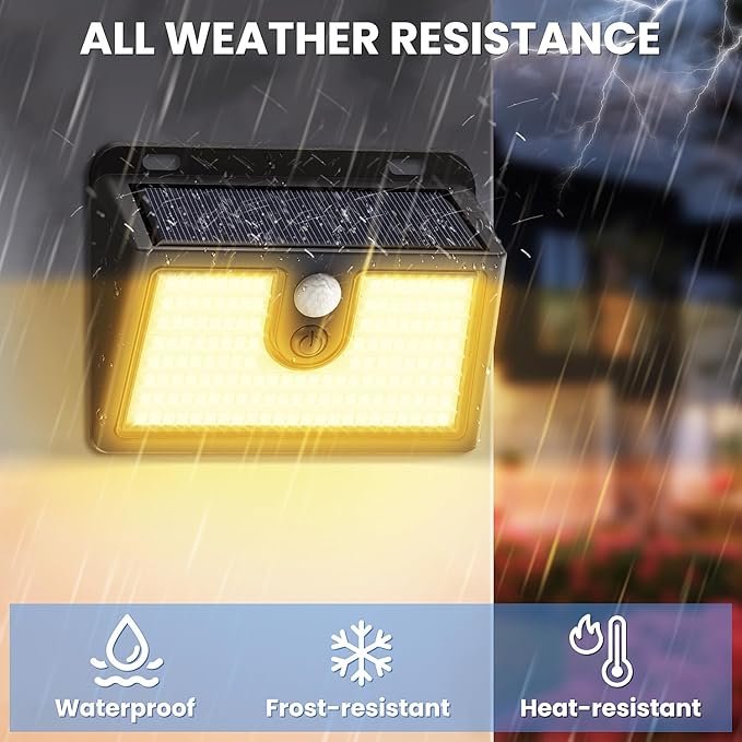 [10 Packs] Solar Motion Sensor Outdoor Lights, Super Bright Solar Lights Outdoor Waterproof, 3 Lighting Modes Security Wall Light for Outside Walking Dog Fence Backyard Deck Garden Door Step Garage