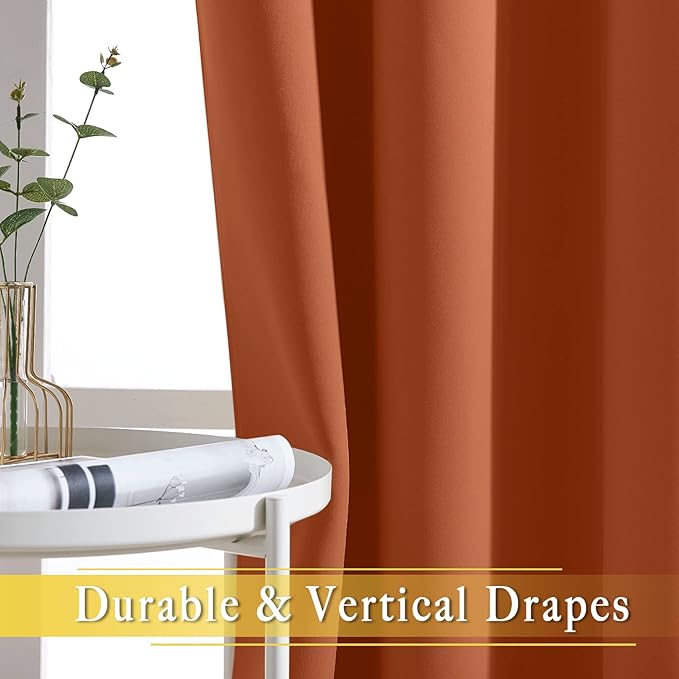 NICETOWN Blackout Curtains 54 Inches Long, Thermal Insulated Room Darkening Curtains for Bedroom, Window Treatment Drapes for Living Room Nursery (W66 x L54 Inch, Burnt Orange, 1 Panel)