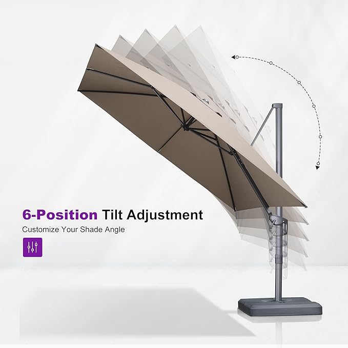 PURPLE LEAF Patio Umbrella 9' X 11.5' Rectangle Cantilever Umbrella Large Aluminum Outdoor Umbrellas with 360-degree Rotation & UPF40+ Premium Fabric for Deck Pool Garden Yard, Ash Mocha