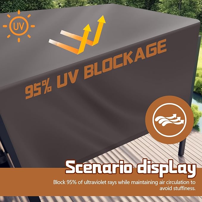 Universal Pergola Replacement Canopy Outdoor Canopy Shade Cover Waterproof Shade Top Cover for Outdoor Patio Porch Backyard(14 x 10 ft,Coffee)