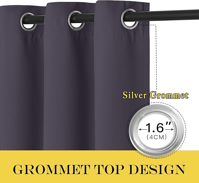 NICETOWN Room Divider Curtain 132 Inches Long, Wide Blackout Sliding Door Curtain for Bedroom, Room Darkening Privacy Window Curtain for Patio Door (1 Panel Set, Greyish Purple, 80 x 132 Inch)
